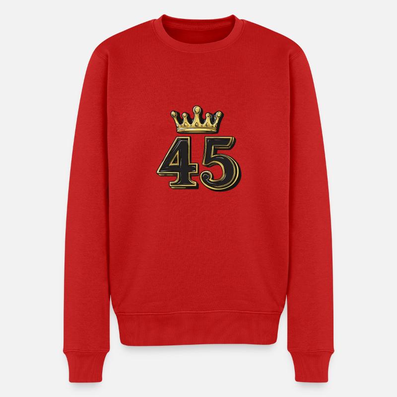 45 Zahl Krone - Männer Premium Bio Pullover - Rot