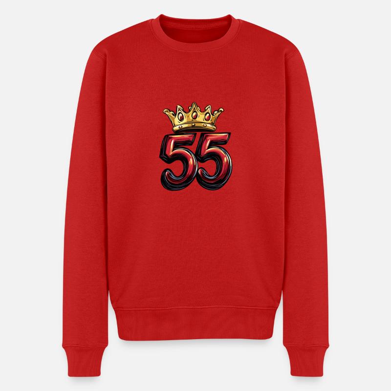 55 Zahl Krone - Männer Premium Bio Pullover - Rot