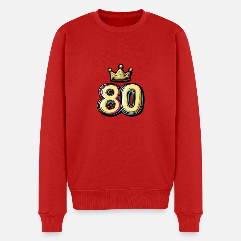 80 Zahl Krone - Männer Premium Bio Pullover - Rot