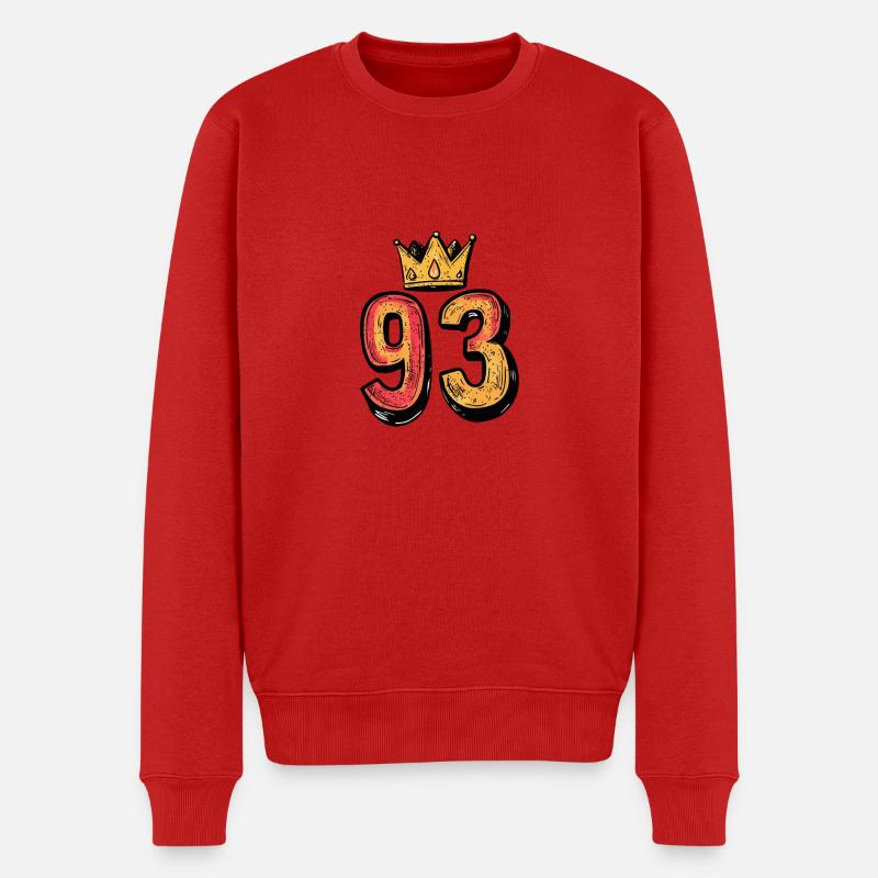 93 Zahl Krone - Männer Premium Bio Pullover - Rot