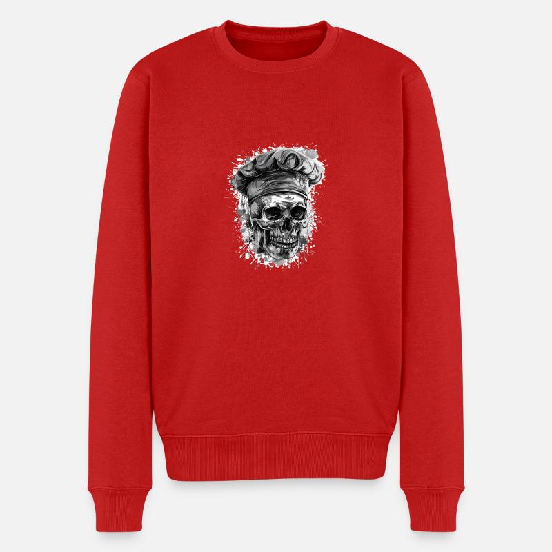 Chefkoch Koch Skull - Männer Premium Bio Pullover - Rot