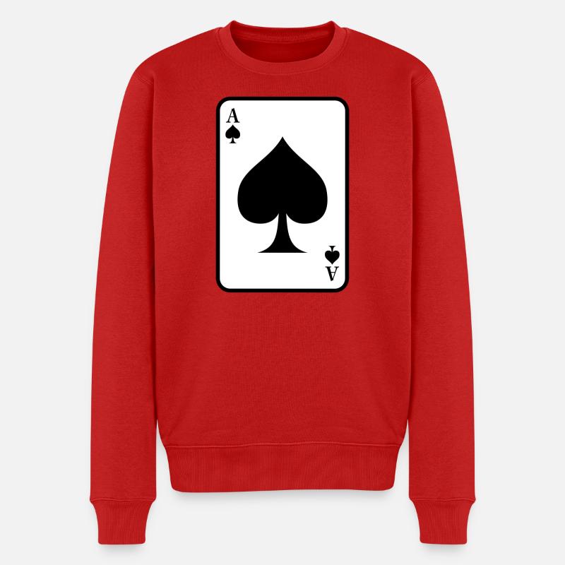 Pik-Ass Spielkarte - Männer Premium Bio Pullover - Rot