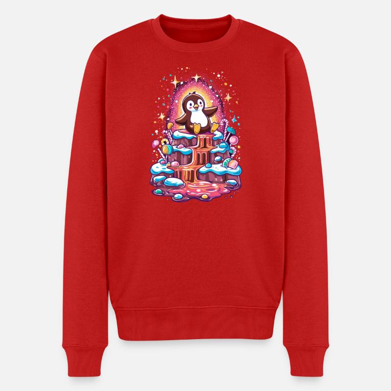 Pinguin auf Zuckerinsel - Männer Premium Bio Pullover - Rot