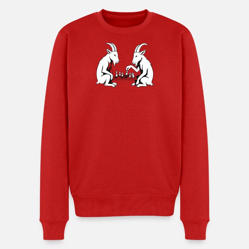Schachmatt, Ziegenausgabe - Männer Premium Bio Pullover - Rot