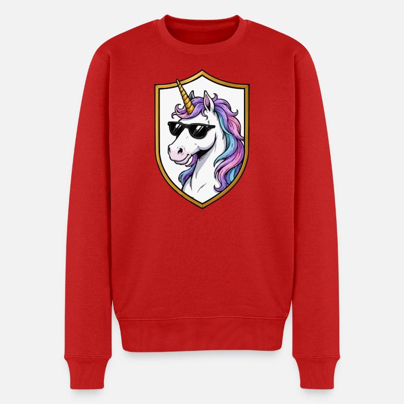 Sonnenbrillen-Unicorn Schild - Männer Premium Bio Pullover - Rot