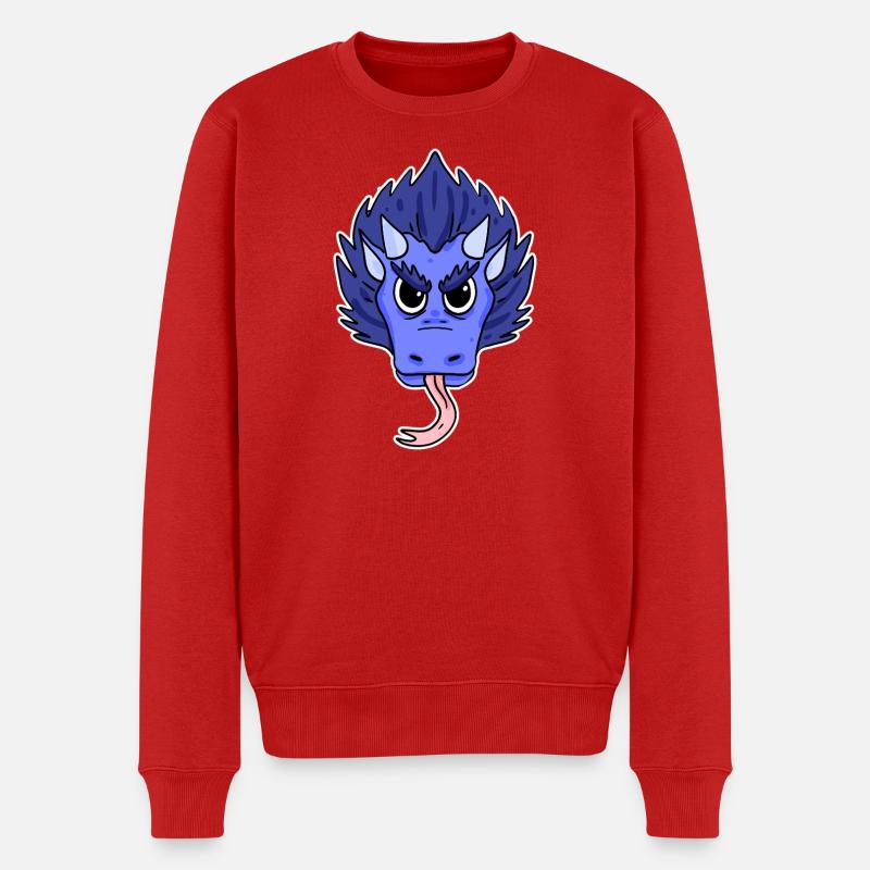 Cartoon Drache Blau - Männer Premium Bio Pullover - Rot