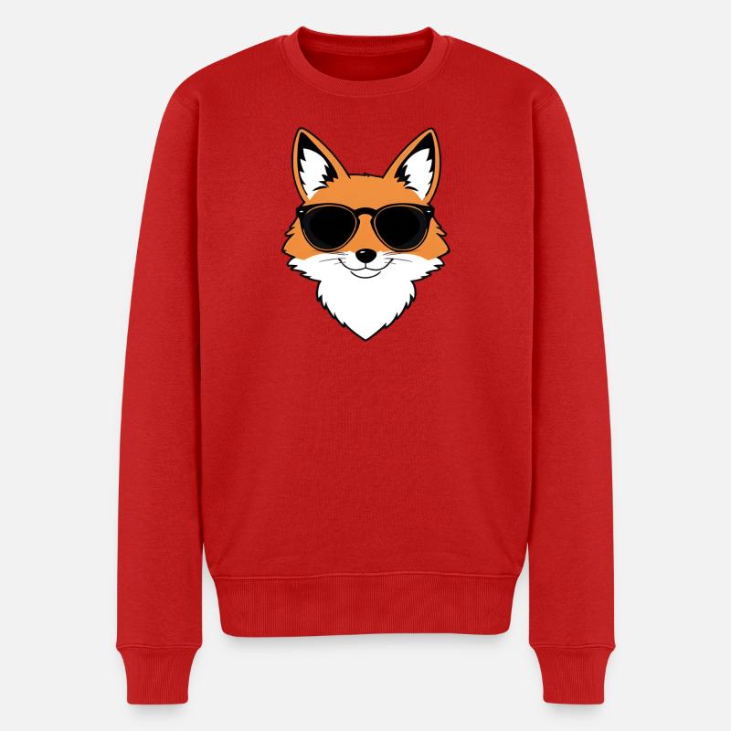 Renard avec lunettes de soleil - Pull Premium bio Homme - rouge