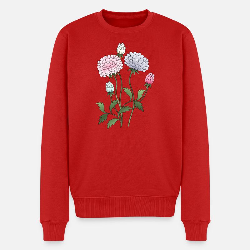 Blumen - Männer Premium Bio Pullover - Rot