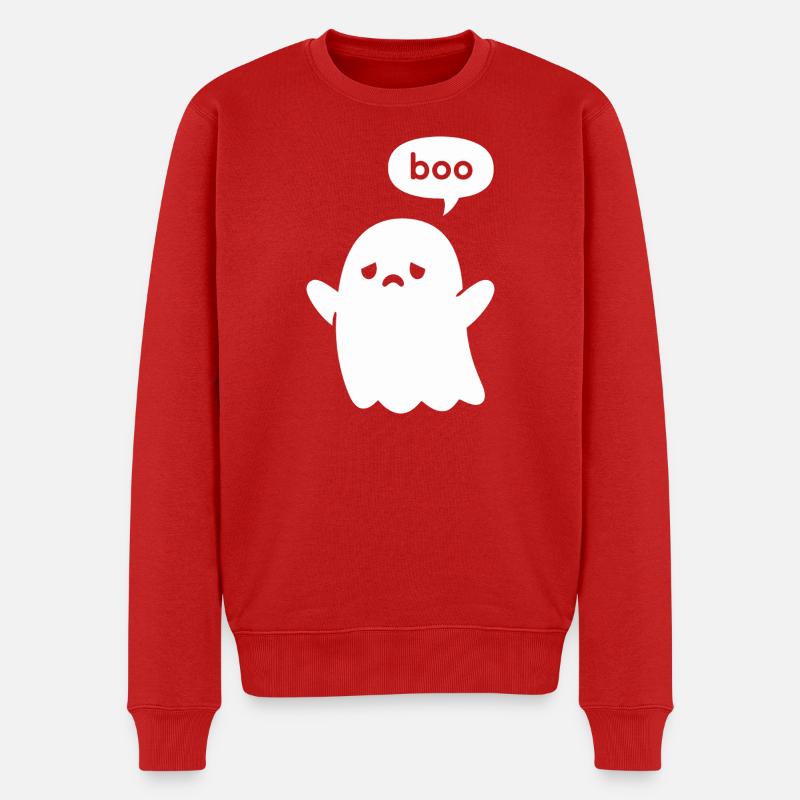 Süßes minimales Geister-Boo - Männer Premium Bio Pullover - Rot