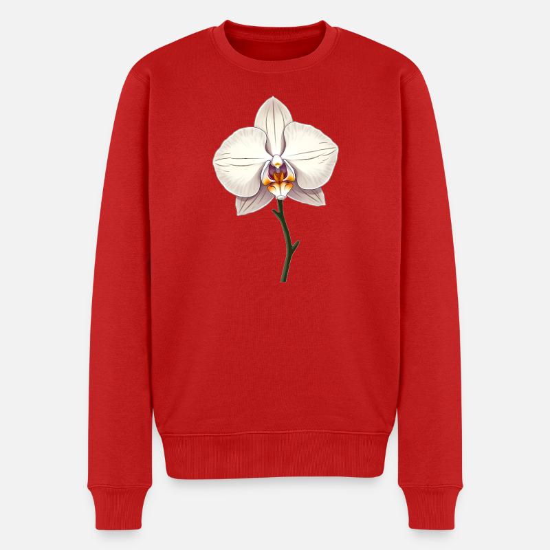 Weisse Orchidee - Männer Premium Bio Pullover - Rot