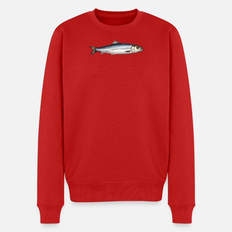 Silberner Flussfisch Illustration - Männer Premium Bio Pullover - Rot