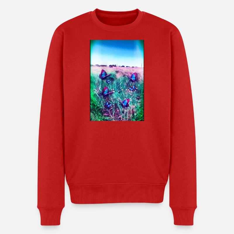 Blaue Schmetterlinge - Männer Premium Bio Pullover - Rot