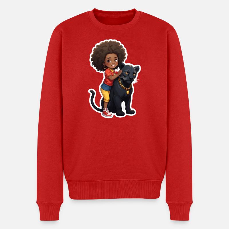 Enfants avec une panthère noire - Pull Premium bio Homme - rouge
