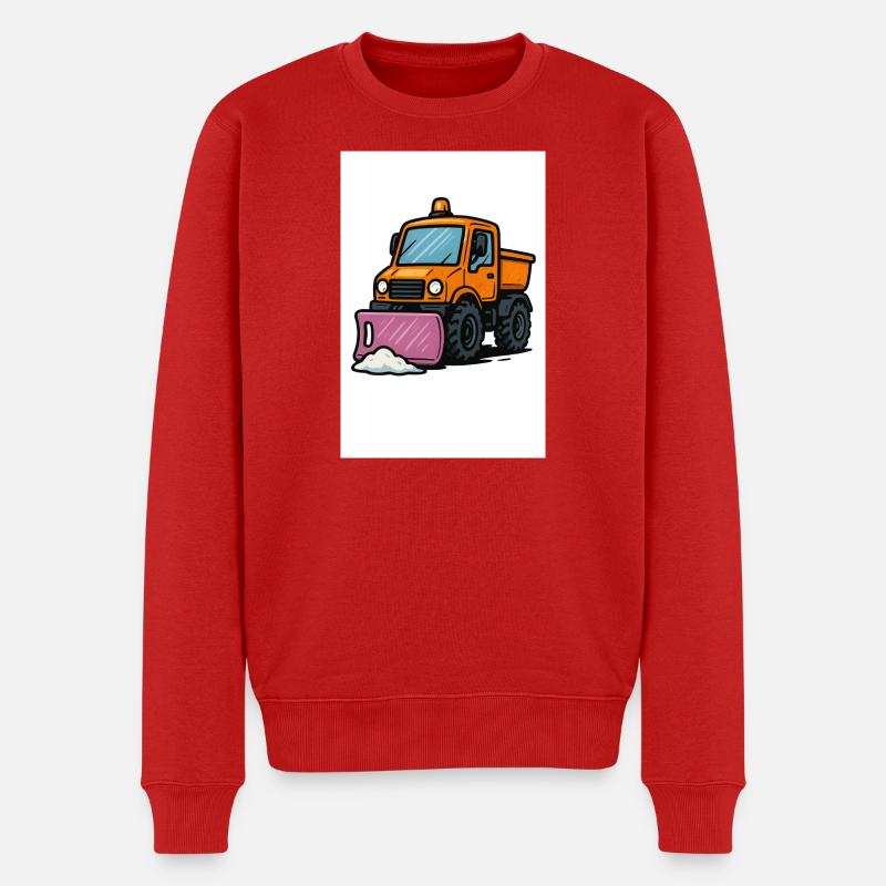 Kleiner Schneepflug auf Baustellenmotif - Männer Premium Bio Pullover - Rot