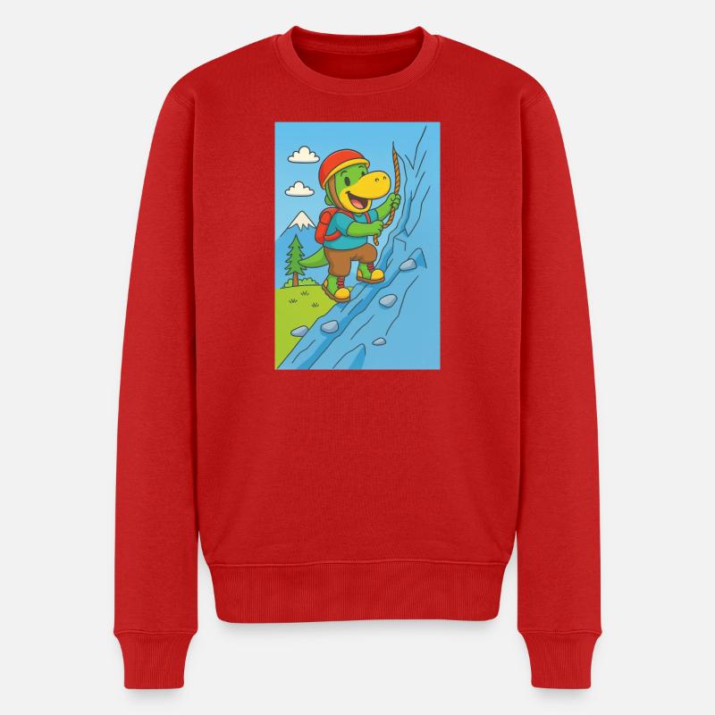 kleiner Dino klettert - Männer Premium Bio Pullover - Rot