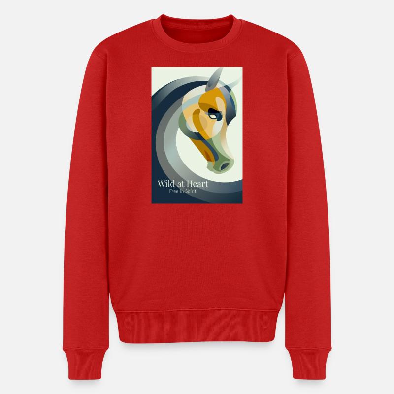 Modernes abstraktes Pferdeposter - Männer Premium Bio Pullover - Rot