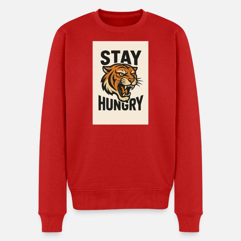 Motif du tigre qui reste affamé - Pull Premium bio Homme - rouge