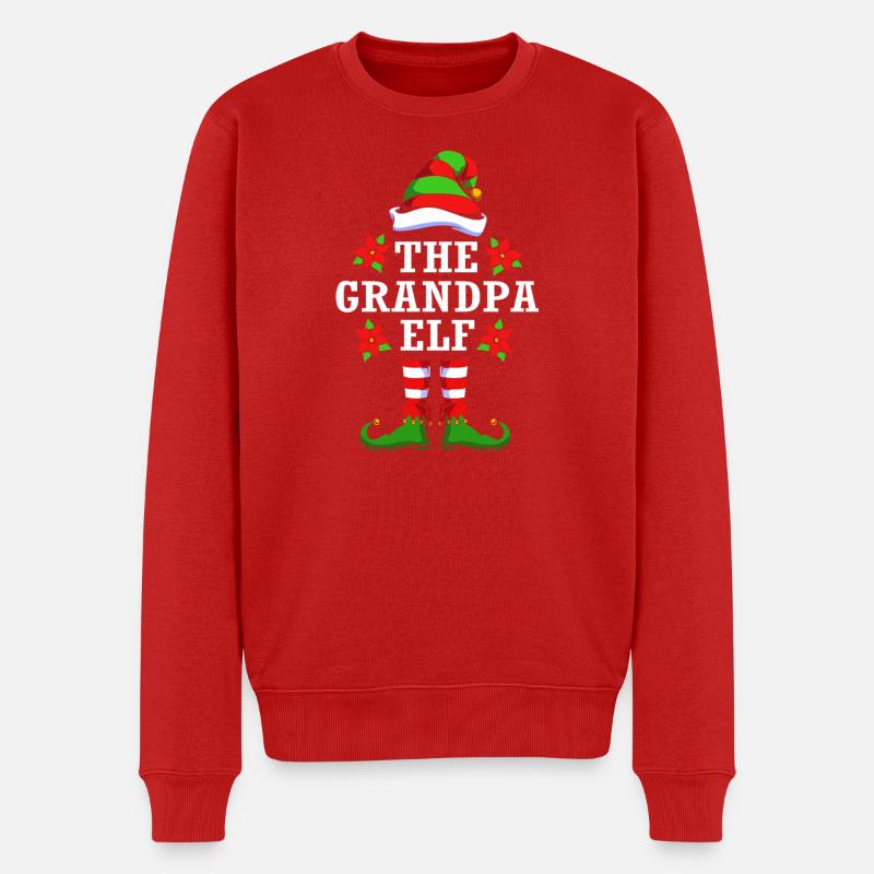 Opa Großvater Elfe Elf Weihnachtsgeschenk - Männer Premium Bio Pullover - Rot