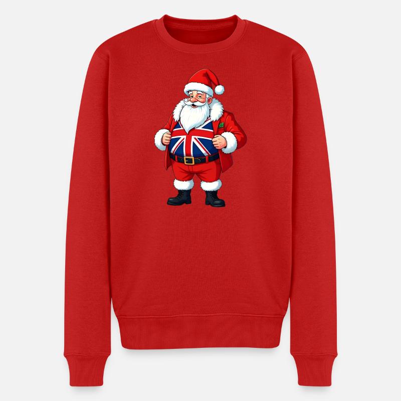 Britischer Weihnachtsmann Union Jack Weihnachtsdruck - Männer Premium Bio Pullover - Rot