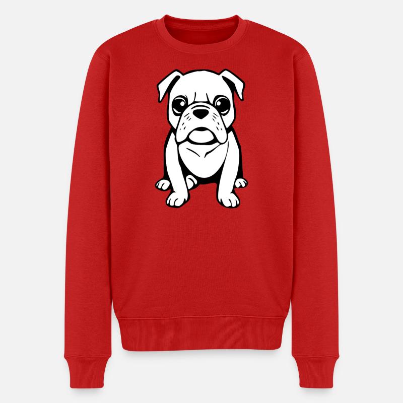 Bulldoggen Hunde T-shirt Geschenk - Männer Premium Bio Pullover - Rot