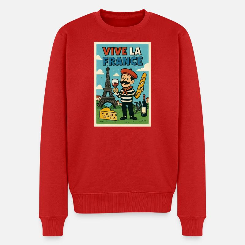 Es lebe Frankreich Retro Gourmet - Männer Premium Bio Pullover - Rot