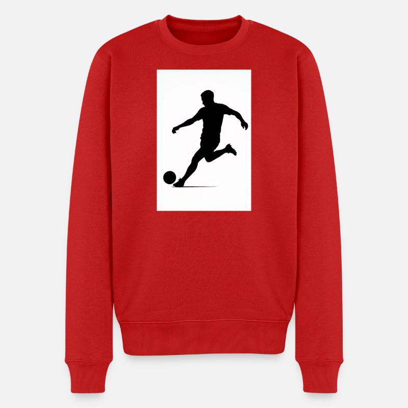 Fußball-Silhouette in Bewegung - Männer Premium Bio Pullover - Rot