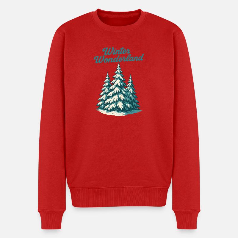 Winter Wunderland Tannen - Männer Premium Bio Pullover - Rot