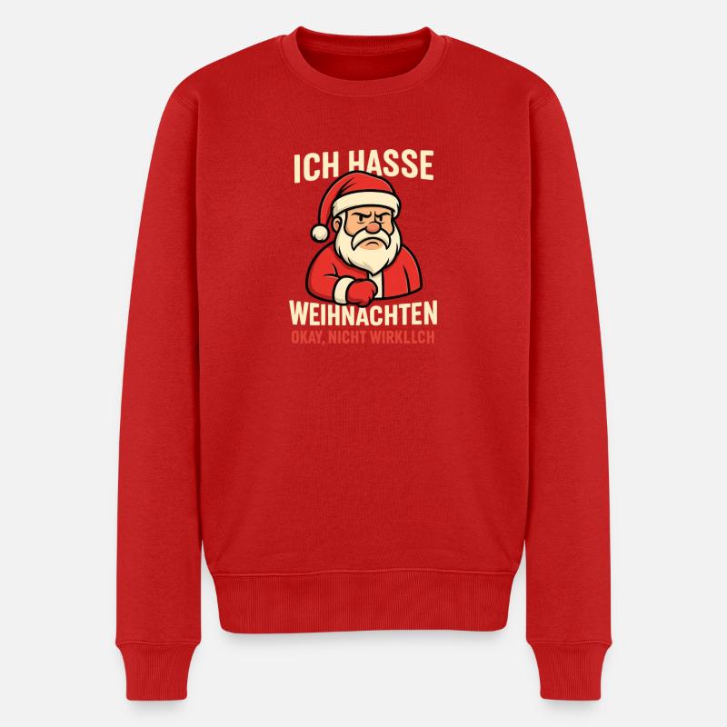 Ich hasse Weihnachten Santa - Männer Premium Bio Pullover - Rot