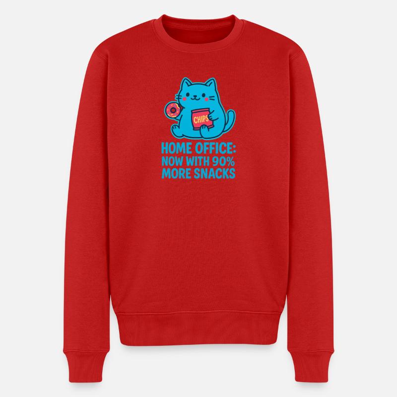 Humour de Snack Chat Home Office - Pull Premium bio Homme - rouge