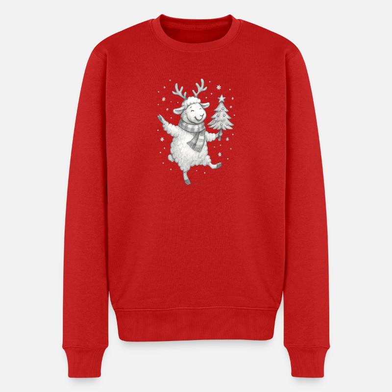 Winterfreude Rentier Schaf - Männer Premium Bio Pullover - Rot