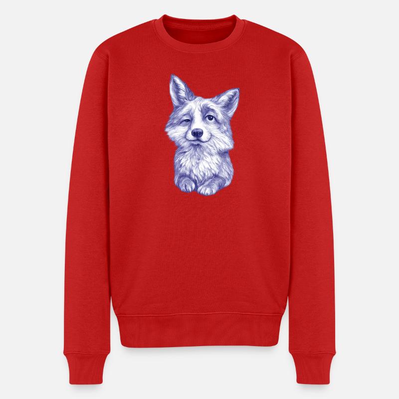 Blauviolette Fuchs-Skizze - Männer Premium Bio Pullover - Rot