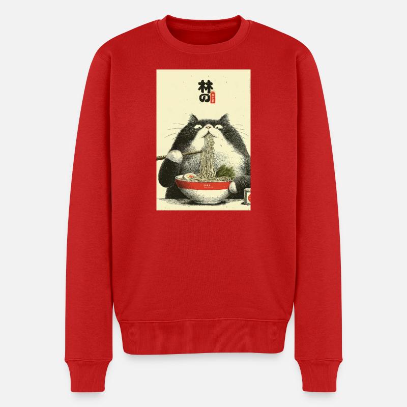 Ramen Cat Ukiyoe Style - Pull Premium bio Homme - rouge