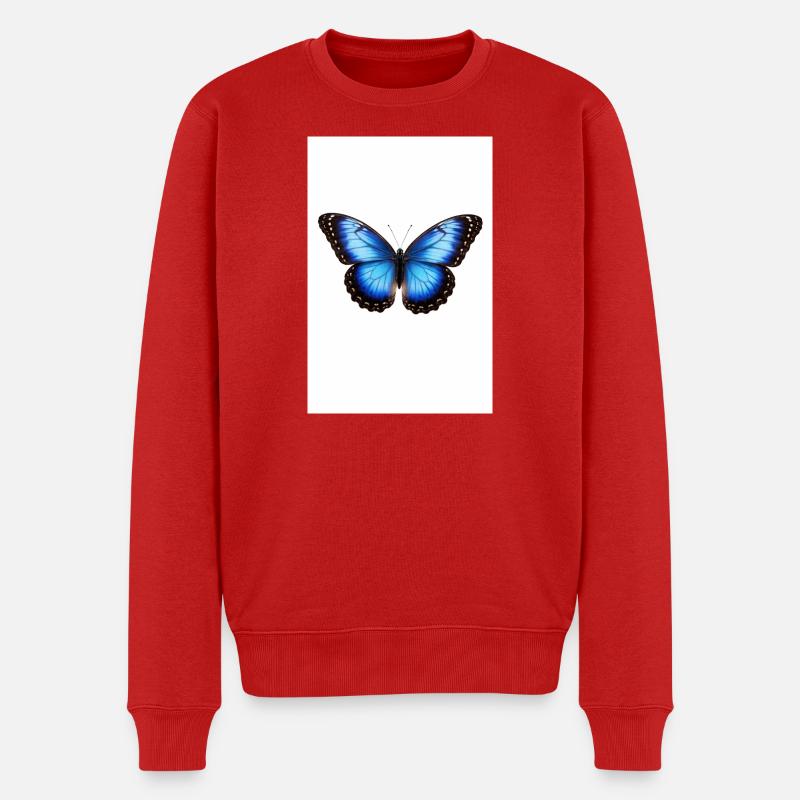 Blauer Schmetterling Flügel - Männer Premium Bio Pullover - Rot