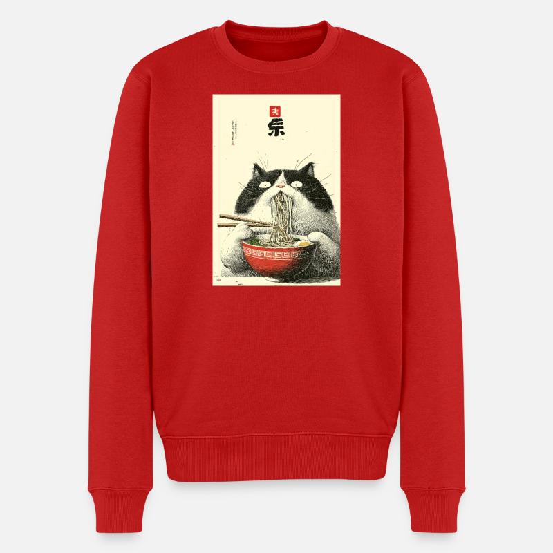 Nudelkatzen-Festmahl - Männer Premium Bio Pullover - Rot