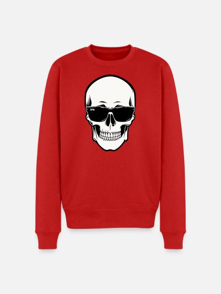 Skeleton with Sunglasses in Monochrome - Men's Premium Organic Jumper - red