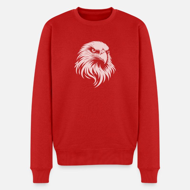 Eagle Head – Conception minimale d’art lineal - Pull Premium bio Homme - rouge
