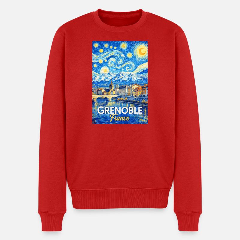 Grenoble, Frankreich - Männer Premium Bio Pullover - Rot