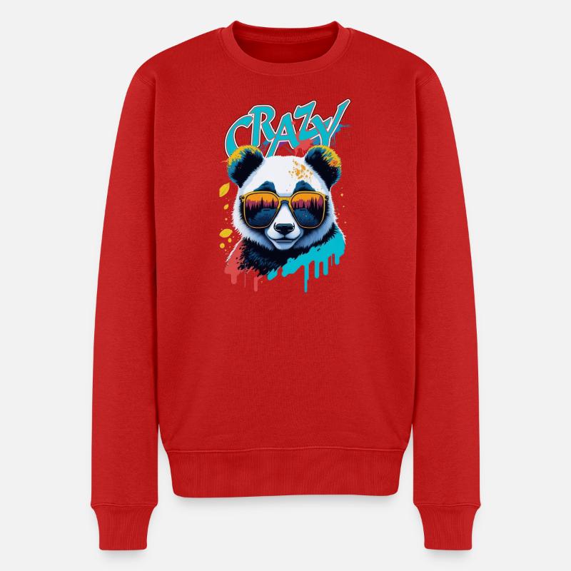 Neon-Panda mit Sonnenbrille Splash-Art - Männer Premium Bio Pullover - Rot