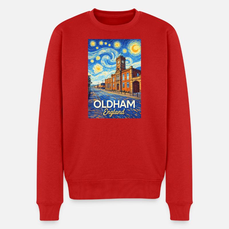 Oldham England Sternen Stadtbild - Männer Premium Bio Pullover - Rot