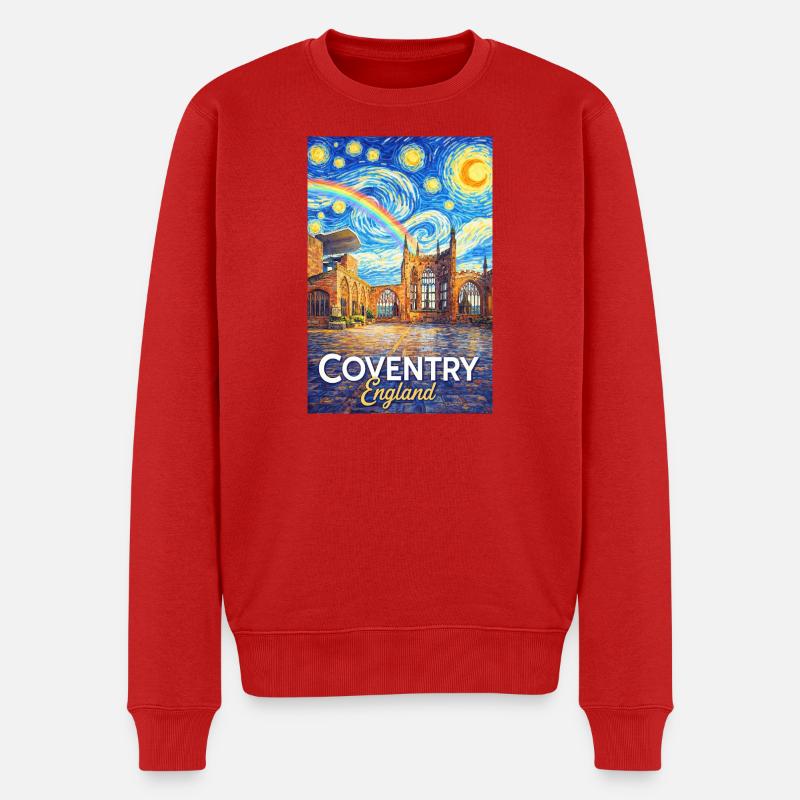 Coventry, Englands Skyline Starfall - Økologisk premium-sweatshirt til mænd - rød