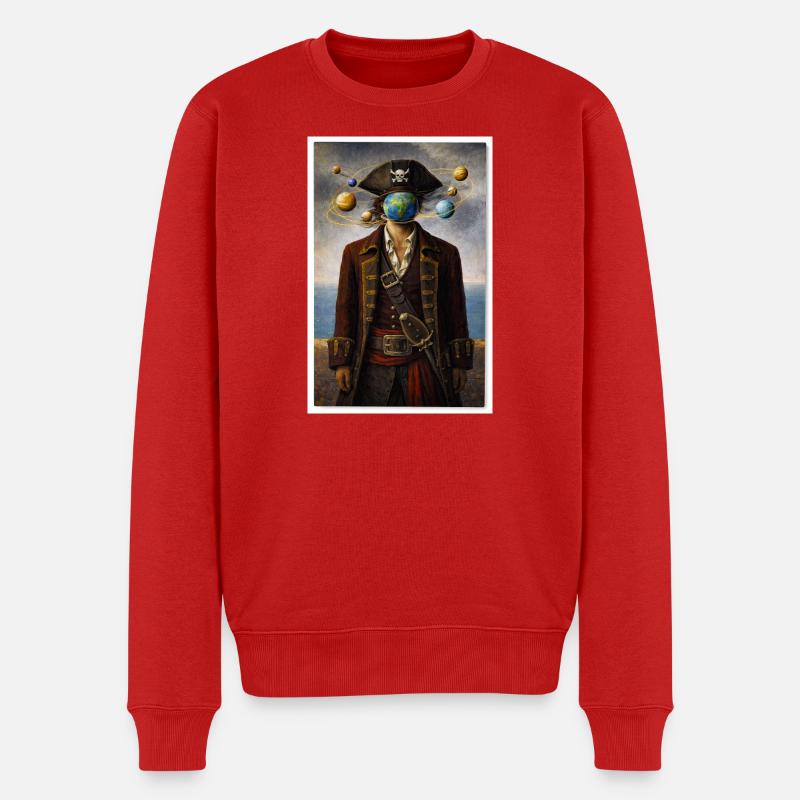 Kosmisches Piratenporträt - Männer Premium Bio Pullover - Rot