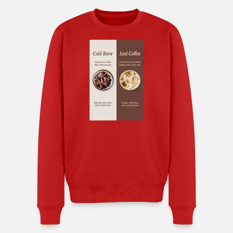Cold Brew vs Iced Coffee Poster - Männer Premium Bio Pullover - Rot