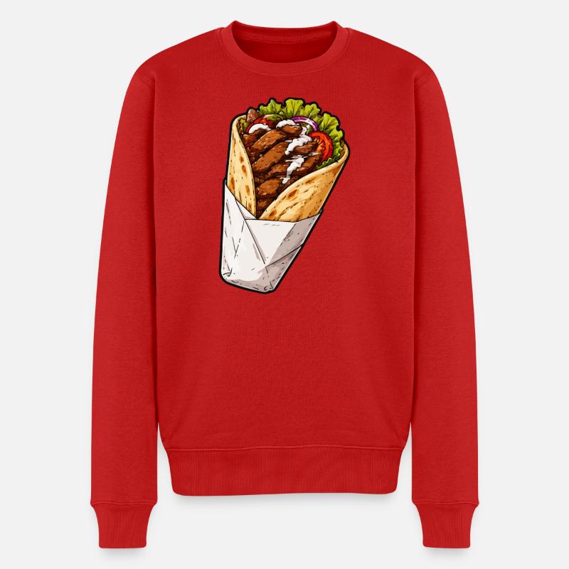 Knuspriges Hähnchen Burrito Wrap - Männer Premium Bio Pullover - Rot