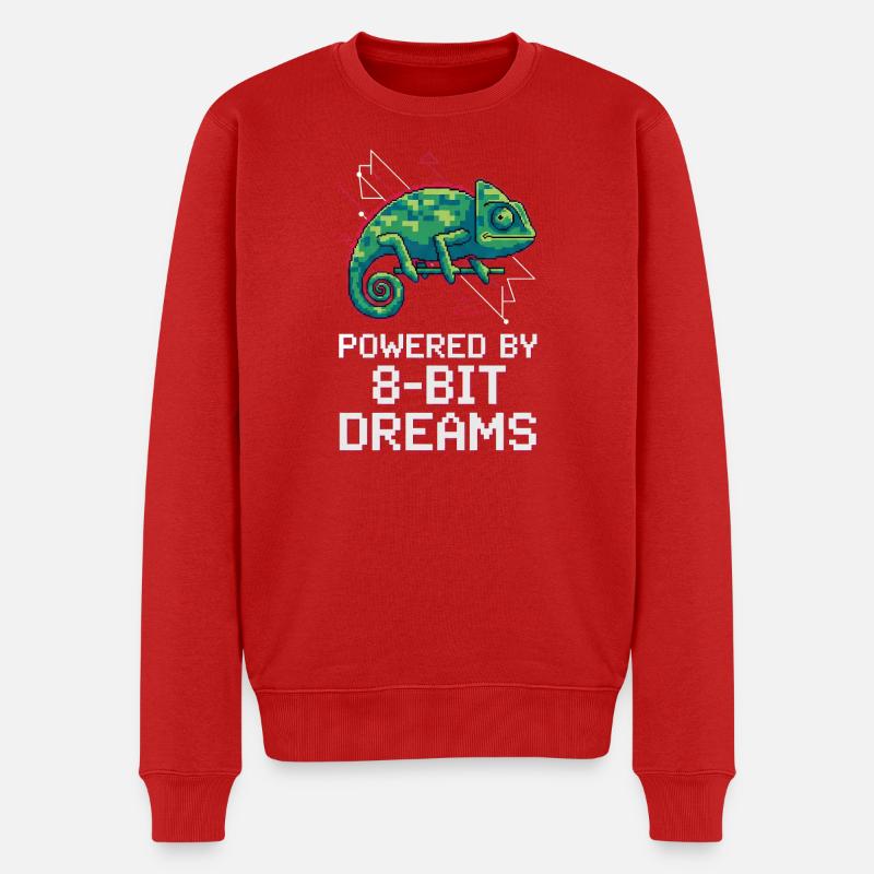 Powered 8-Bit Dreams – Pixel Chamäleon - Männer Premium Bio Pullover - Rot