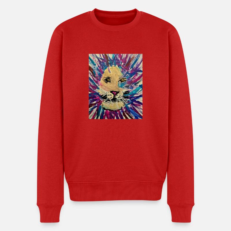 Lucas Löwe - Männer Premium Bio Pullover - Rot