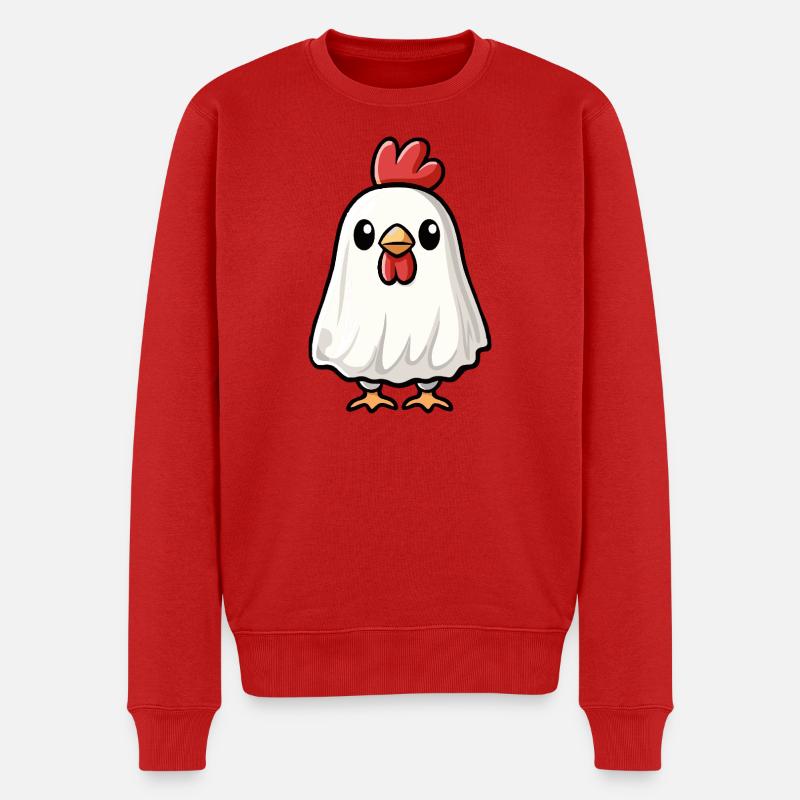 Hahn Halloween Geist - Männer Premium Bio Pullover - Rot