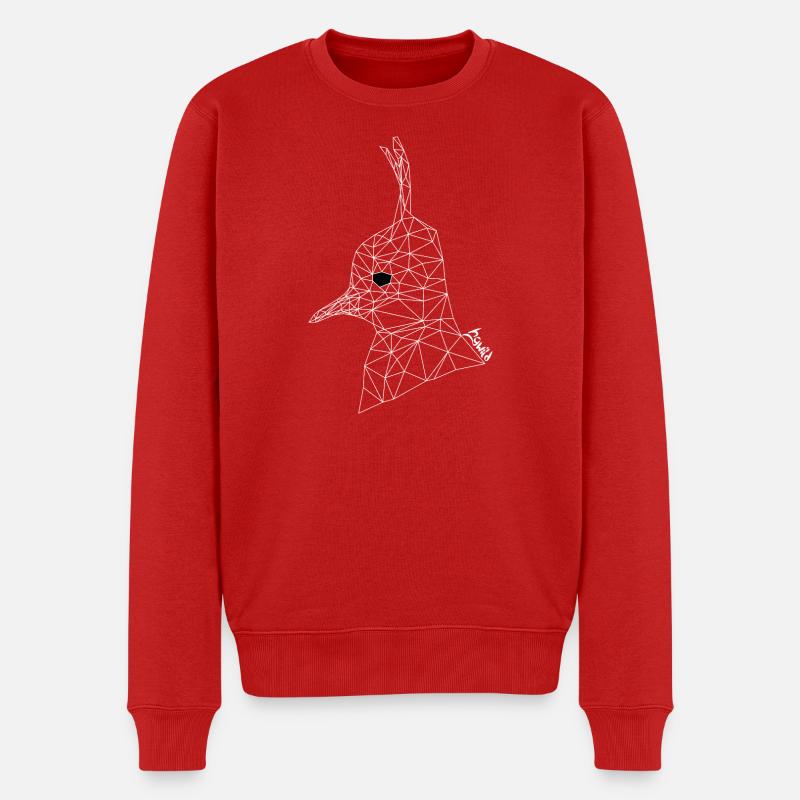 Kiebitz-Porträt - Drahtgitter - Männer Premium Bio Pullover - Rot