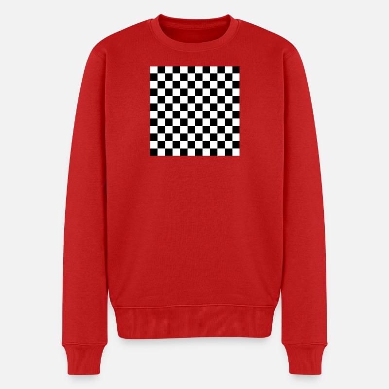 Carré d’échecs noir et blanc - Pull Premium bio Homme - rouge