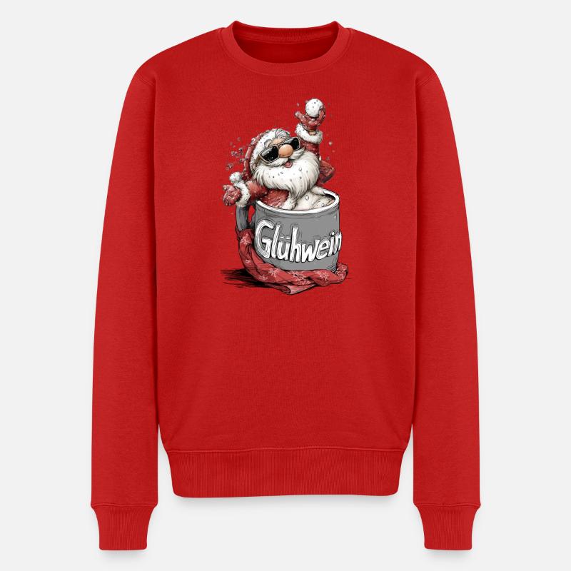 Glühwein Santa Becher Motiv - Männer Premium Bio Pullover - Rot