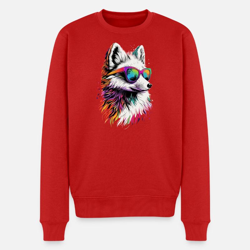 Polarfuchs Schneefuchs Eisfuchs Süßer Weißer Fuchs - Männer Premium Bio Pullover - Rot
